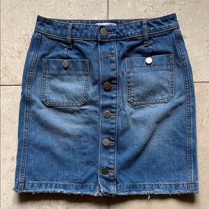 Ann Taylor Blue Denim Button-Front Mini Skirt Size 0